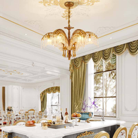 Lustre rétro en cristal et cuivre de style français, villa de style européen, restaurant luxueux et atmosphérique, chambre à coucher