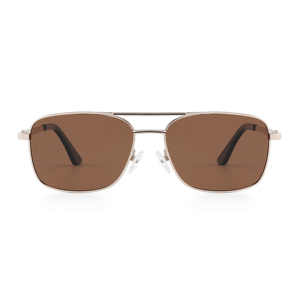 Retro vierkante zonnebril TAC glazen lens platte metalen bril heren stijl gepolariseerde pilot zonnebril - Product Image 1