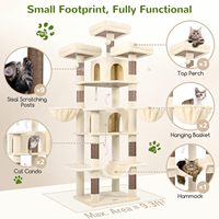 Torre para Gatos Starmoon para Gatos de Interior, Torre para Gatos de 80 polegadas com Poste Arranhador, Rede, 3 Plataformas, 2 Casas, 2 Cestas Suspensas