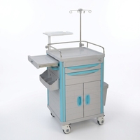 Chariot d'urgence médical en ABS pour hôpital avec roues, chariot à patient en plastique avec tiroir et armoire intégrée