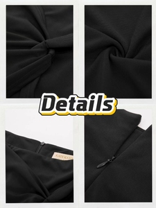 Gonna a matita asimmetrica con nodo a vita alta in poliestere da donna, elegante e lusinghiero, perfetta per feste in ufficio - Product Image 2