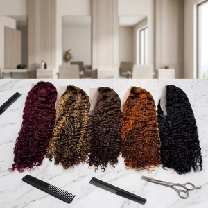 Promoción Letsfly: Peluca de Cabello Humano Virgen con Ondas de Agua, Densidad del 200%, 20 Pulgadas, con Frente de Encaje Transparente 13x4, 74$ - Product Image 1