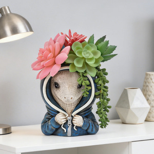 Creative Cartoon Animal Resin <b>Flower</b> Pot With <b>Artificial</b> <b>Flowers</b> Desktop Indoor Decor Gift - Product Image 4