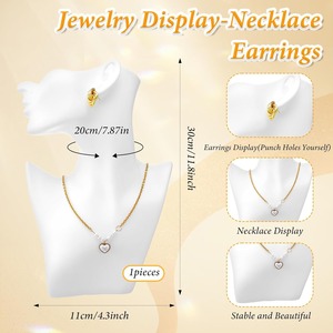 Set de Exhibición de Joyería: Maniquí de PVC Blanco con 2 Manos para Exhibir Collares, Pendientes, Pulseras y Anillos - Product Image 2