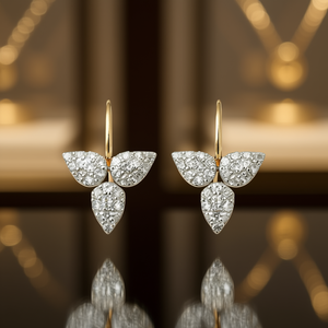 Boucles d'oreilles de luxe en diamants, or massif 18 carats, or blanc, diamants naturels taille poire, bijoux de mariage pour femmes - Product Image 2