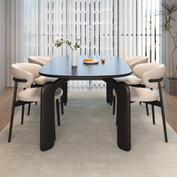 Mesa de Comedor, Estilo Italiano Minimalista con Tapa de Losa de Roca, Personalizable, Rectangular de Lujo Ligero para Apartamentos Pequeños