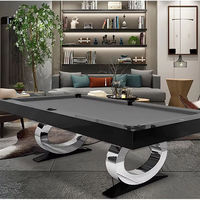 Mesa de billar de 9 bolas de 7FT, 8FT, 9FT con base de pizarra, patas de madera maciza personalizables, para uso interior, unisex, taco incluido, bolsillos de cuero auténtico, personalizable