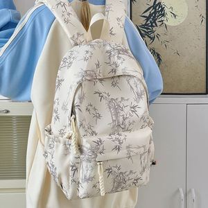 Custom Bamboo Printing Unisex <b>Lightweight</b> Junior High School Bag College Student <b>Backpack</b> With Logo - Product Image 5