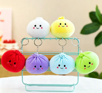 Porte-clés en peluche Manto Kawaii en forme de petit pain vapeur de 8 cm, mignon, mini, en forme de nourriture, poupée en peluche douce et moelleuse, breloque de sac, pendentif de sac à dos, cadeau