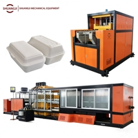 Nouvel équipement de production de boîtes à lunch en mousse PS, machine de découpe et de thermoformage sous vide à moteur de pompe contrôlé par PLC, automatique