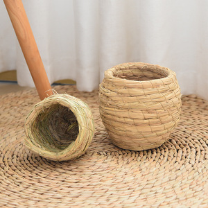 Nid d'oiseau rond en paille tressée, petit, en herbe, écologique, pour l'élevage et la ponte des oiseaux - Product Image 3