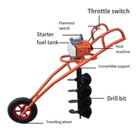 Tarière thermique manuelle à roues pour la plantation d'arbres et le forage du sol
