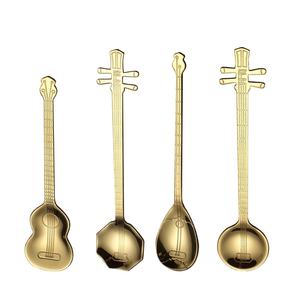 Cuchara <span class=keywords><strong>de</strong></span> Acero Inoxidable 304 con Recubrimiento <span class=keywords><strong>de</strong></span> Titanio, Diseño Retro <span class=keywords><strong>de</strong></span> Lujo Ligero, para Café/Postre/Helado, <span class=keywords><strong>Bar</strong></span> <span class=keywords><strong>de</strong></span> Música/Guitarra, Regalo Creativo - Product Image 4