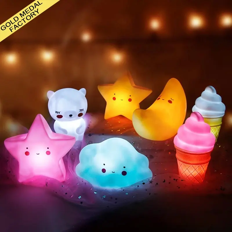 Baby Night Light LED Cartoon Lamp Stars White Clouds Ice Cream Mood Lights Children Kids Gift Glow Toy Bedroom Decor Night Lamps