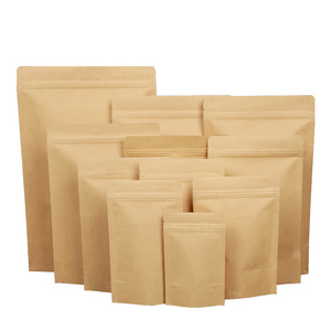 Customized Biodegradable Food Grade Packaging Zipper <strong>Bags</strong> <strong>Brown</strong> <strong>Kraft</strong> Coffee Candy Reusable <strong>Kraft</strong> <strong>Paper</strong> <strong>Bags</strong> with logo - Product Image 1