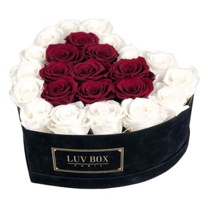 Wholesale Suede Heart Shape Gift Rose Box Black Velvet Flower Box For Preserved Rose