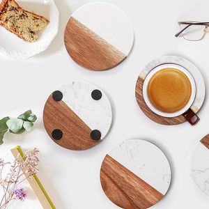 حامل أكواب رخامي خشبي من خشب الأكاسيا مخصص كهدايا زفاف رائجة - Product Image 3