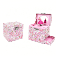 Caja Musical de Papel con Diseño de Princesa, con Cajón Giratorio, Floral Rosa, Ecológica, para Joyas, Regalo de Cumpleaños para Niños, Venta al por Mayor