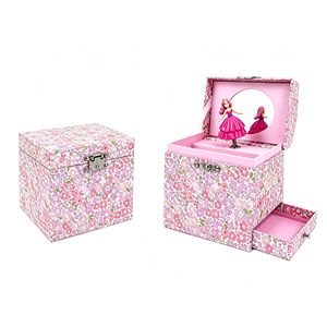 Scatola Musicale Principessa di Carta con Cassetto Girevole, Floreale Rosa, Eco-Friendly, Portagioie Musicale per Regalo di Compleanno Bambini, per Grossisti - Product Image 1