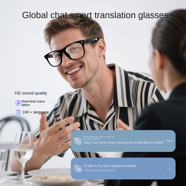F16 New AI Translation Glasses 100 Multi-Language Real-Time Translation for PC Material Listen Songs Call 55mAh Battery