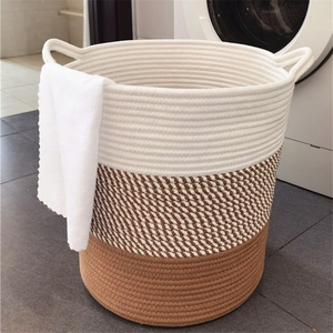 Panier de rangement pliable en corde de coton tressée pour la lessive – Offre Spéciale - Product Image 2