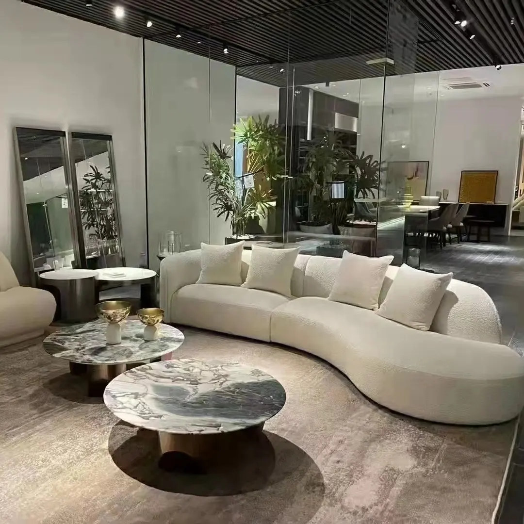 AJJ CY38 Furniture For Hotel Luxury Living Room Curved Sofa Italian Fabric Sofa