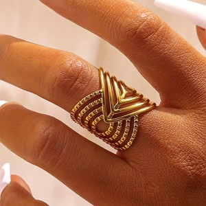 Trendy Fashion Geometric <b>Stainless</b> <b>Steel</b> Electroplated <b>Ring</b> for Women Unisex Fashion <b>Rings</b> - Product Image 1