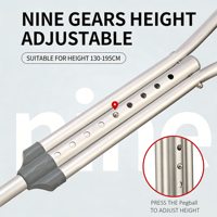 Canne de marche réglable en alliage d'aluminium et acier inoxydable, légère, durable, avec poignée en caoutchouc et patin antidérapant, hauteur réglable