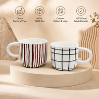 Classique minimaliste 300ml grès tasse en céramique gobelet en porcelaine ligne spéciale motif Texture poche sûr thé/café cadeau