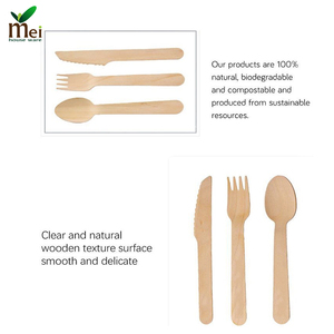 Nhà sản xuất dùng một lần thìa gỗ dĩa đo tùy chỉnh Ice Cream cá nhân 140 Mét khuấy thìa gỗ thiết lập dao kéo - Product Image 2