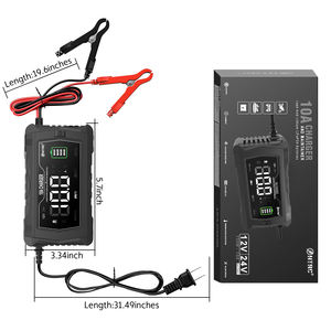 全自动12V/24V 10A智能电动摩托车汽车电池充电器120瓦输出功率交流快速充电数字液晶 - Product Image 6