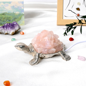 Lampe de nuit en pierre naturelle d'améthyste et de citrine en forme de <span class=keywords><strong>tortue</strong></span> pour la décoration intérieure, idéale pour l'énergie du salon et la lithothérapie en gros. - Product Image 4