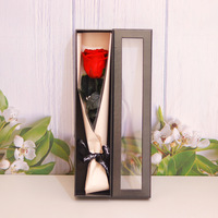 Rose éternelle, bouquet à branche unique, fleurs préservées, boîte cadeau, cadeau pour la Saint-Valentin, cadeau pour la fête des mères