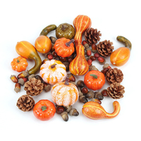 Ensemble de décorations d'automne pour Thanksgiving, comprenant des citrouilles artificielles, des feuilles d'automne et des châtaignes, pour la maison, comme garniture de vase et pour plateau à étages thème ferme de la récolte