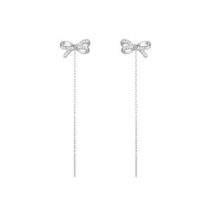 LT-EX172 2025 nuovo stile coreano di lusso alla moda <span class=keywords><strong>orecchini</strong></span> 925 in <span class=keywords><strong>argento</strong></span> Sterling fiocco con <span class=keywords><strong>orecchini</strong></span> pendenti in zircone da donna - Product Image 5