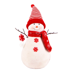 Elegant Crimson Top Hat Snowman Figure with Celestial Silver Star for Upscale Holiday Tabletop Decor Bulk - Product Image 1