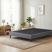 Cadre de lit double moderne et minimaliste en tissu avec sommier à lattes, base en métal et bois, tailles Queen et King, pour chambre à coucher et dortoir, Jiangpai Durable