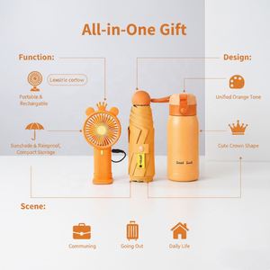 Custom Logo 3 in 1 Summer <b>Gift</b> Set Fan Umbrella Bottle with Luxury <b>Gift</b> <b>Box</b> Perfect Wedding Party Favors for Guest - Product Image 3