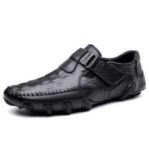 Mocassins en cuir véritable pour homme, motif crocodile, bout rond, à enfiler, semelle en caoutchouc, chaussures décontractées toutes saisons - Product Image 5