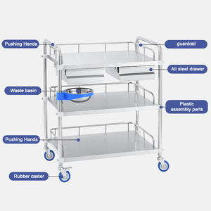 Carrito de Almacenamiento Multiusos de Acero Inoxidable para Hospital, Salón de Belleza, con Ruedas - Product Image 2