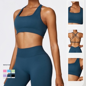 Sujetador deportivo Sexy a prueba de golpes con cuello profundo y espalda cruzada de secado rápido para Niñas para entrenar correr de alta elasticidad - Product Image 2