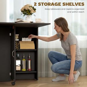 Mesa de Cocina Plegable SENYU con Estante de Almacenamiento y 2 Cajones, Mesa de Comedor Extensible Móvil que Ahorra Espacio - Product Image 4