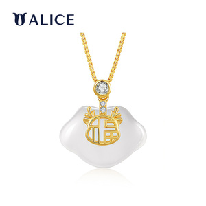 Collana ALICE in Argento Sterling S925 con Pendente in Giada Hetian di Alta Qualità - Product Image 1