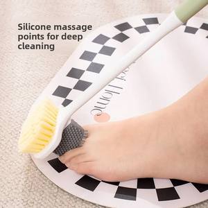 Brosse de bain double face à long manche, multifonctionnelle, pour exfoliation des pieds et du dos, à poils doux - Product Image 4