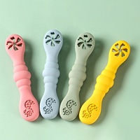 Voedselveilige siliconen kinderbestek 3-delig servies lepelset kindertraining leer eten lepel fruit puree lepel
