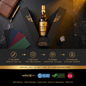 Maßgefertigte V-Open Alkoholbox Mattschwarz mit Goldfolie Luxuriöse Whisky-<span class=keywords><strong>Gin</strong></span>-Verpackung OEM-Display Wodka-Energydrinks-Schwamm - Product Image 2