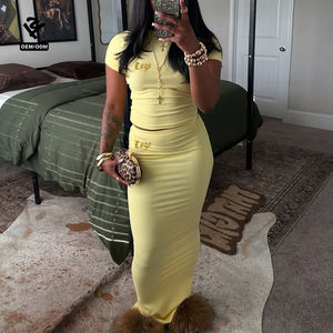 Ensemble <span class=keywords><strong>jupe</strong></span> d'été, ensemble deux pièces, vêtements pour femmes, robe <span class=keywords><strong>longue</strong></span> moulante, ensembles de robes, t-shirt à manches courtes, tenue féminine pour les fêtes, streetwear - Product Image 1