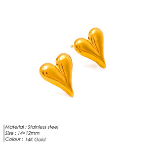 Love Heart <b>Stud</b> Design Trendy Gold Plated Stainless Steel <b>Stud</b> <b>Earrings</b> <b>for</b> <b>Women</b> UIONEN 441 - Product Image 6