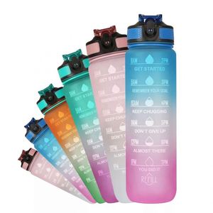 32oz Motivational Water Bottle with Time Marker, BPA Free Leakproof Sports Bottle with Flip Top, for Gym, Fitness, Outdoor - Product Image 2