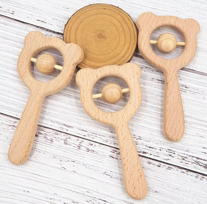 <span class=keywords><strong>Hochet</strong></span> en bois de hêtre de haute qualité en forme d'ours, anneau de dentition pour bébé, jouets éducatifs, <span class=keywords><strong>hochet</strong></span> en bois - Product Image 3